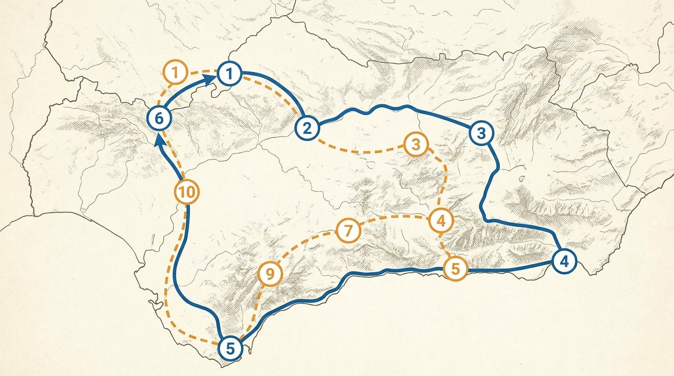 Carte schématique du parcours 1 semaine et variante 10 jours (sans texte)